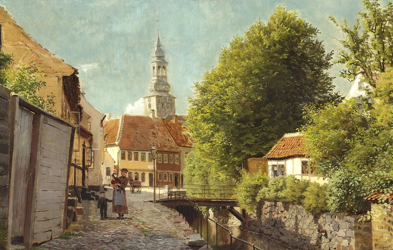 Photo wallpaper 1880, Danish painter, Peter Merk Of Menstad, Peder Mørk Mønsted, Danish realist painter, oil on …