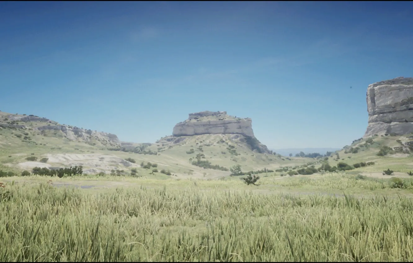 Photo wallpaper HDR, Nature, Sky, Landscape, Game, Rocks, Field, Red Dead Redemption 2