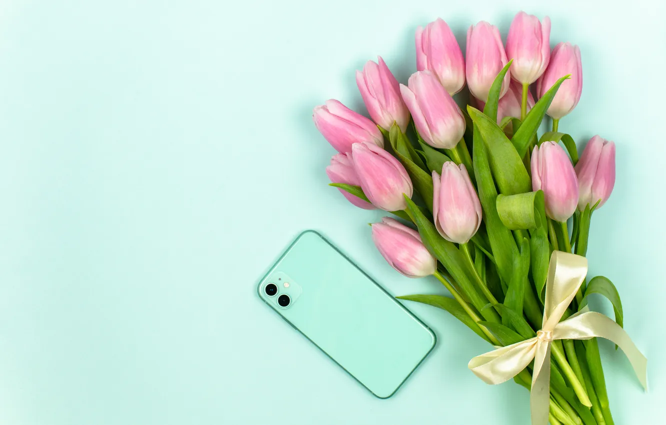 Photo wallpaper flowers, bouquet, tulips, pink, wood, pink, flowers, beautiful