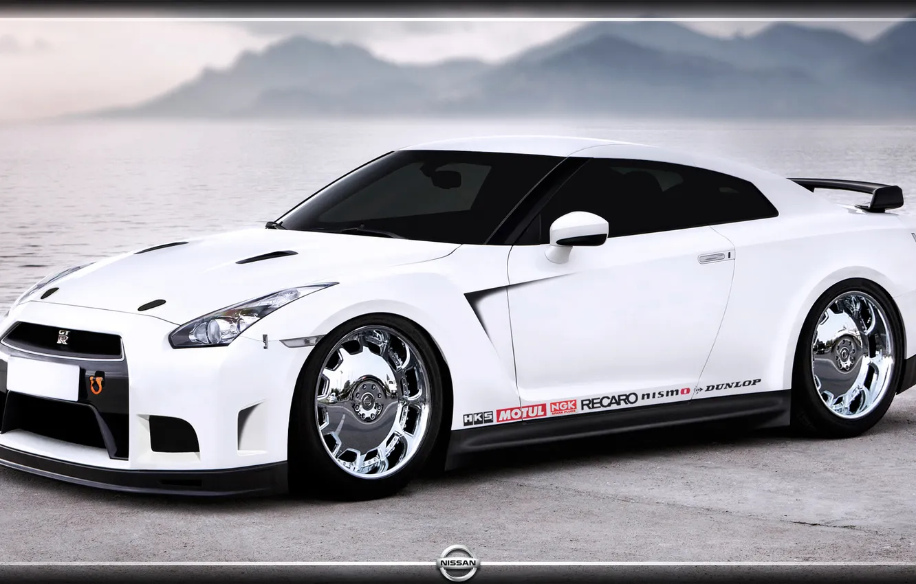 Photo wallpaper white, mountains, Egoist, Nissan GTR