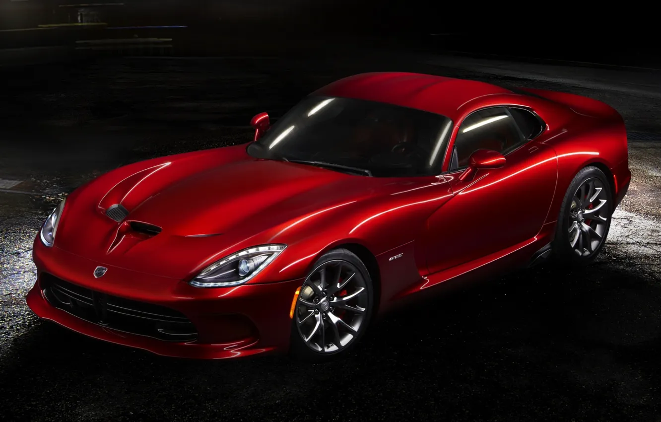 Photo wallpaper red, Dodge, Dodge, supercar, twilight, Viper, the front, GTS