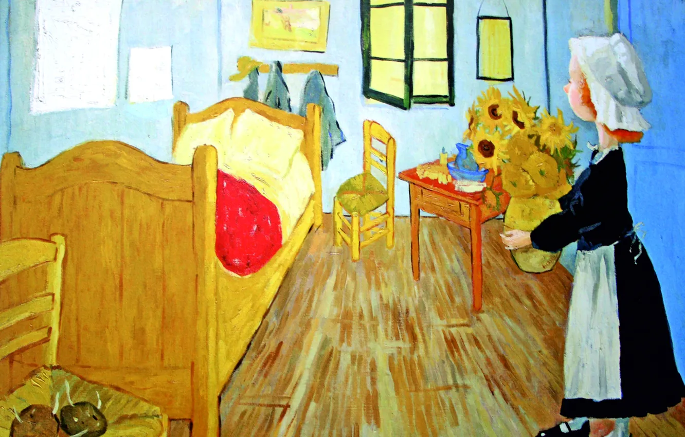 Photo wallpaper room, bed, the maid, Gapchinska