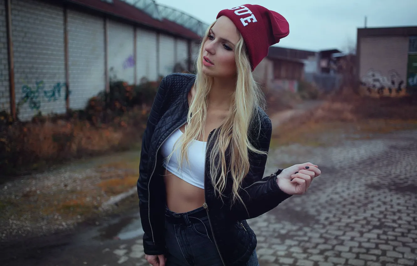 Photo wallpaper girl, sexy, hat, hair