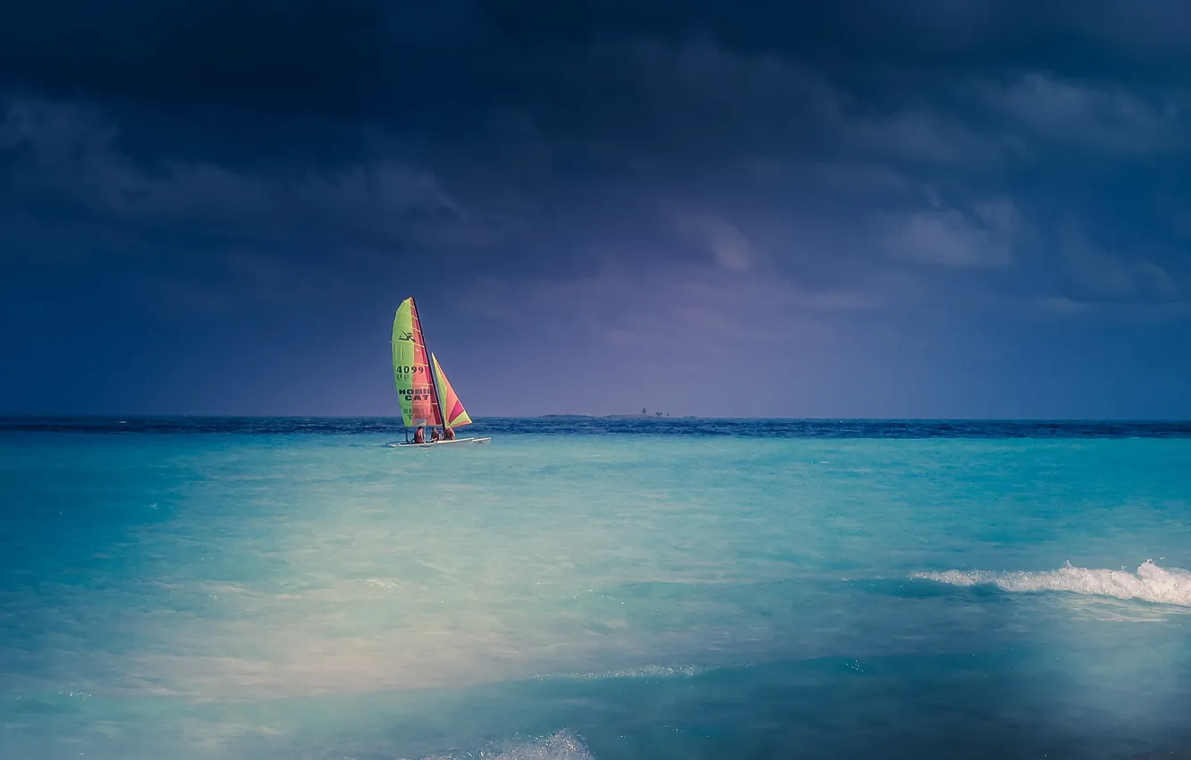 Photo wallpaper boat, sail, catamaran, The Caribbean sea