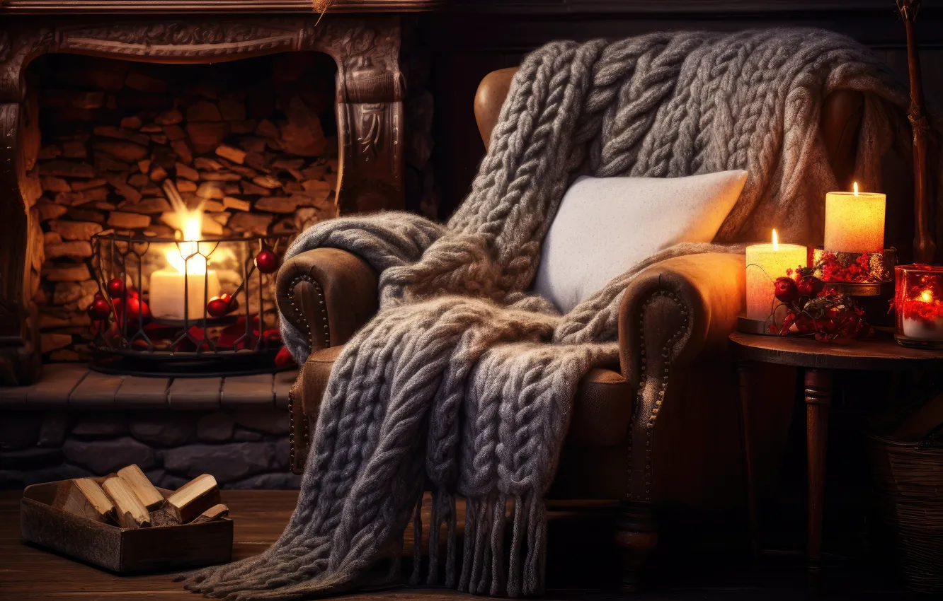 Photo wallpaper decoration, room, gift, balls, tree, new year, interior, chair