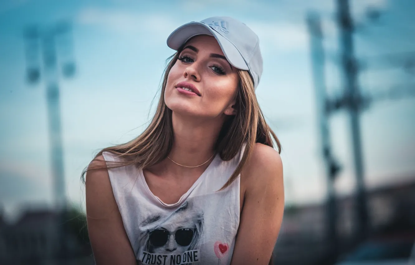 Photo wallpaper look, model, portrait, makeup, Mike, hairstyle, cap, Angela