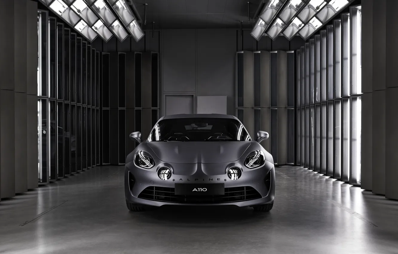 Photo wallpaper coupe, front view, Alpine, 2019, A110S