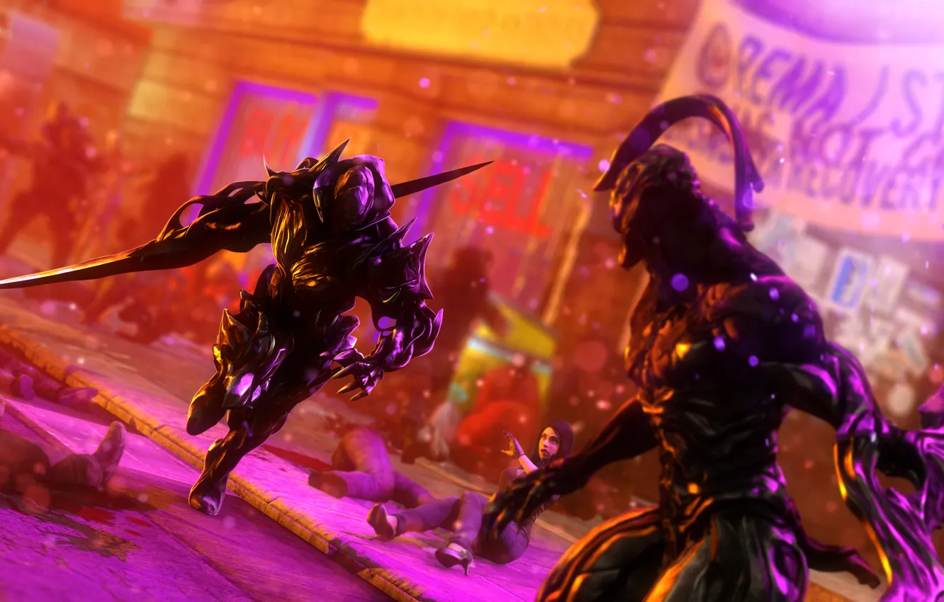 Photo wallpaper the city, street, Prototype, battle, Alex Mercer, Nemesis, dark sector