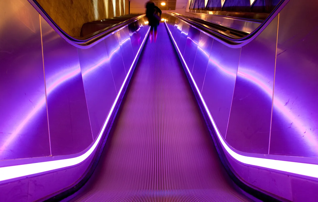 Photo wallpaper girl, Wallpaper, escalator