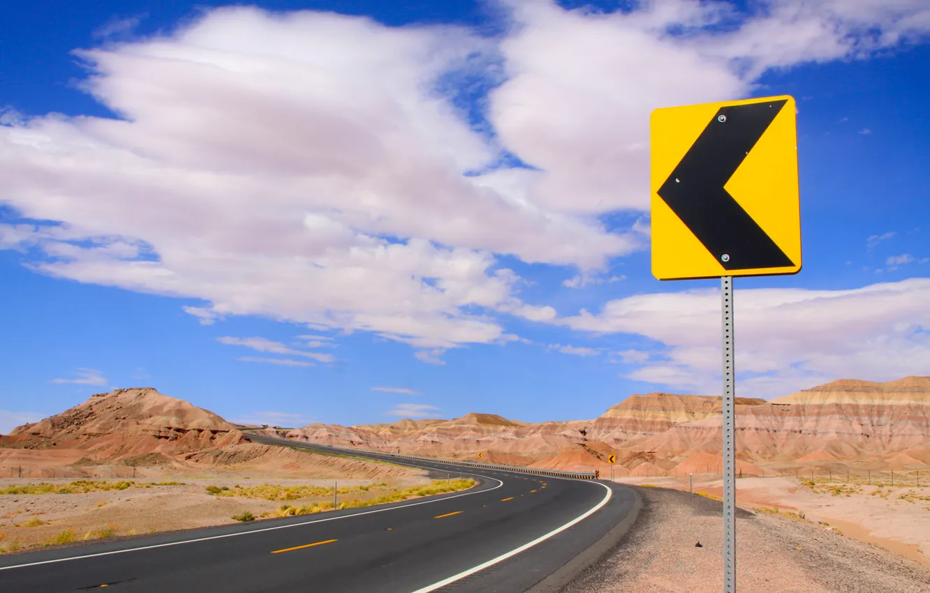 Photo wallpaper clouds, mountains, track, index