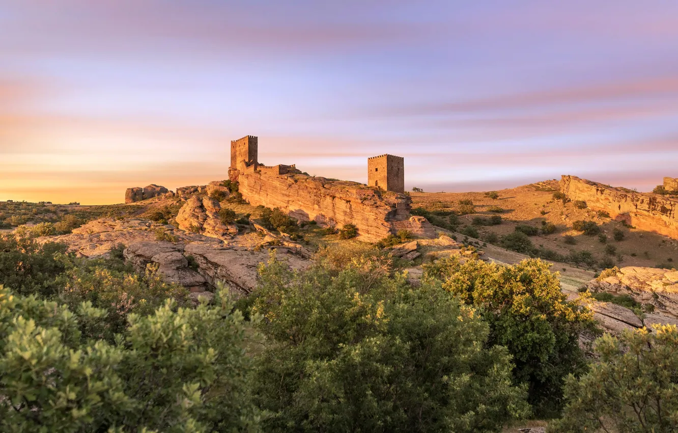 Photo wallpaper trees, hills, horizon, space, Spain, Spain, Guadalajara Province, Guadalajara Province