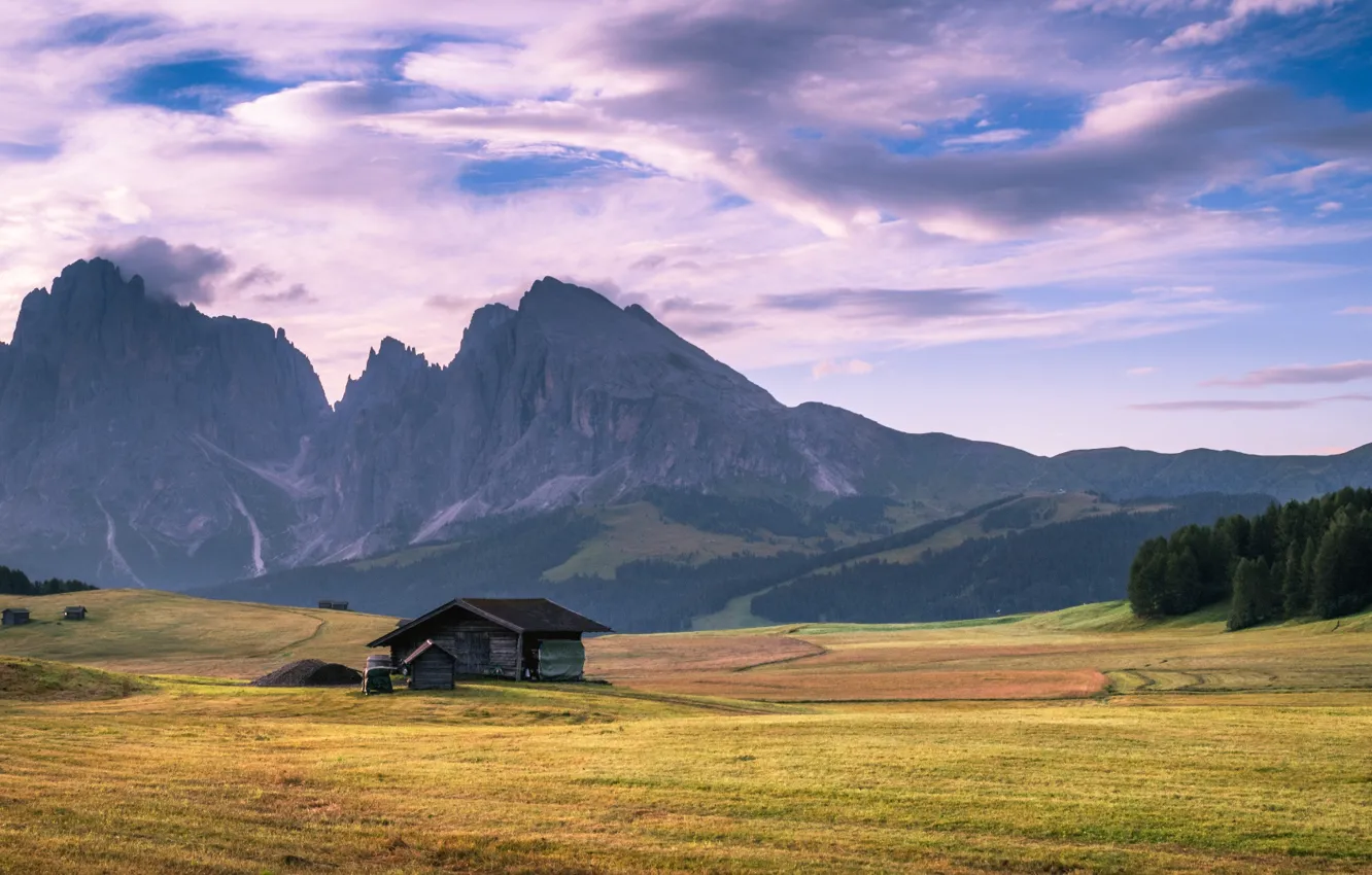 Photo wallpaper house, grass, sky, trees, field, landscape, Italy, nature