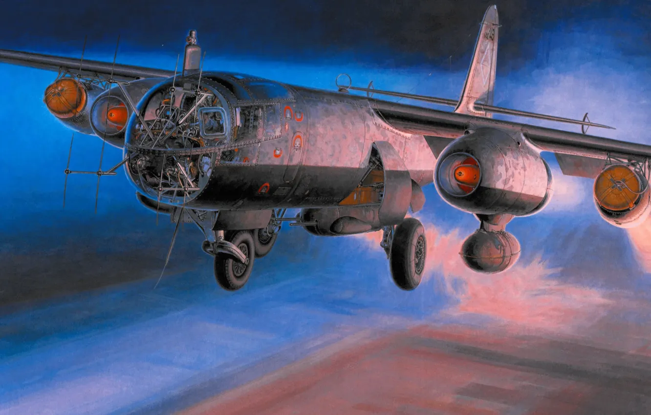 Photo wallpaper bomber, war, art, painting, aviation, ww2, AradoAr-234B2