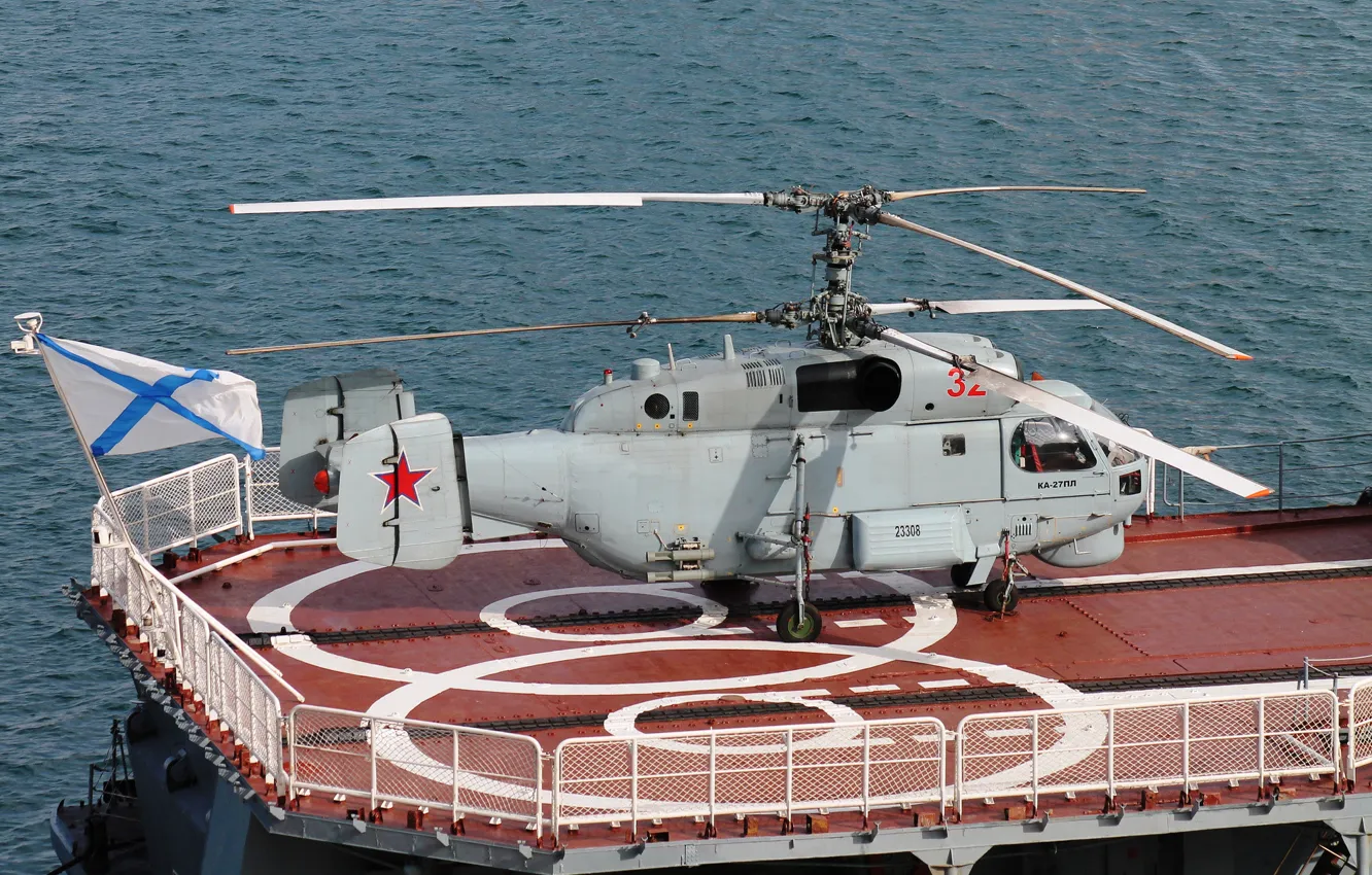 Photo wallpaper deck, helicopter, multipurpose, Ka-27, ship
