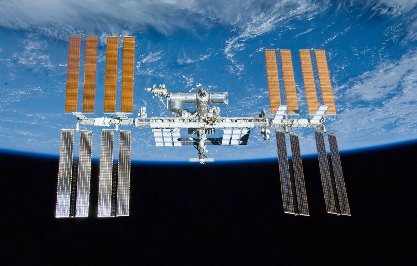 Photo wallpaper space, satellite, ISS