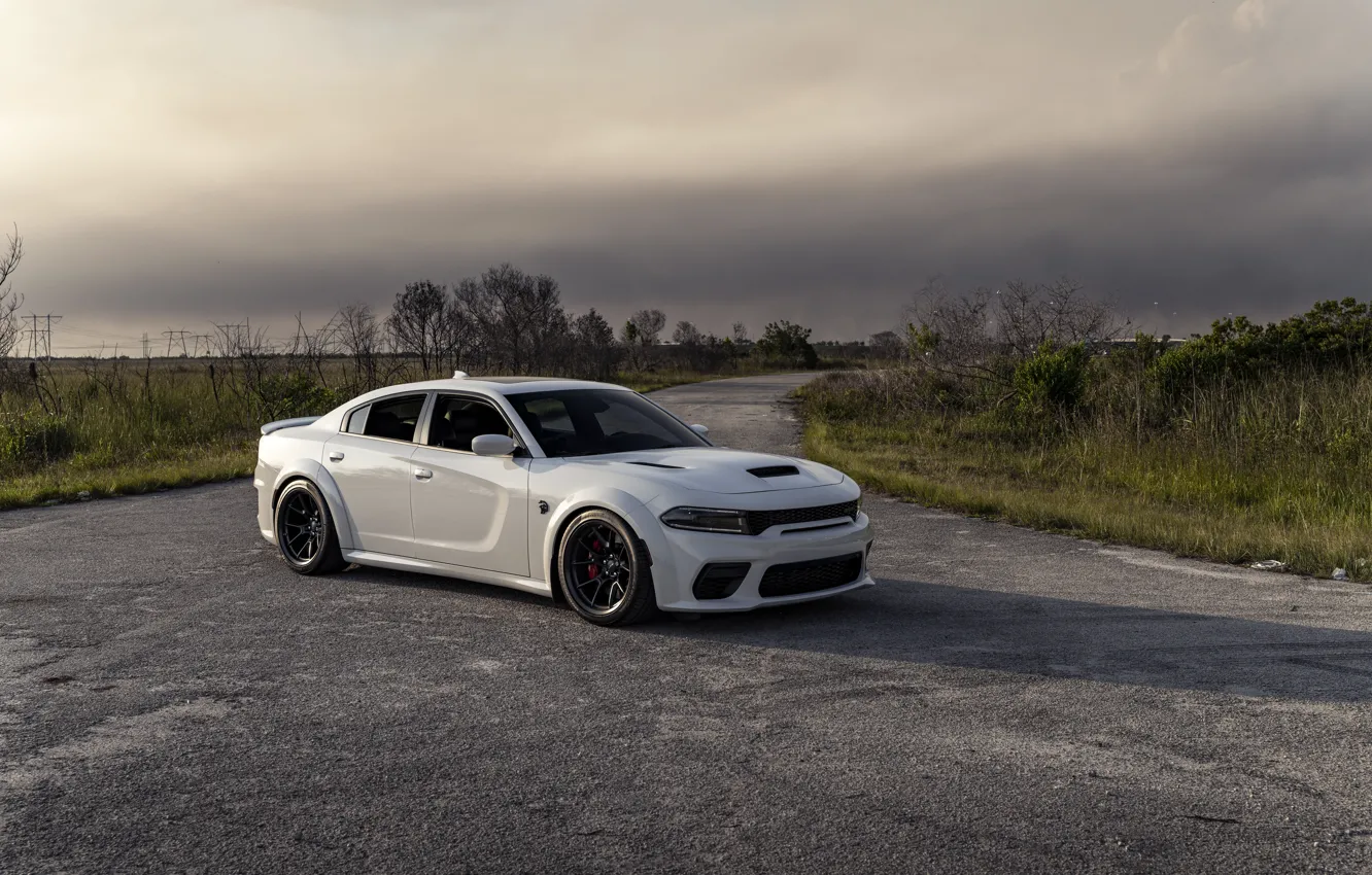 Photo wallpaper Charger, Road, Trees, Hellcat Redeye