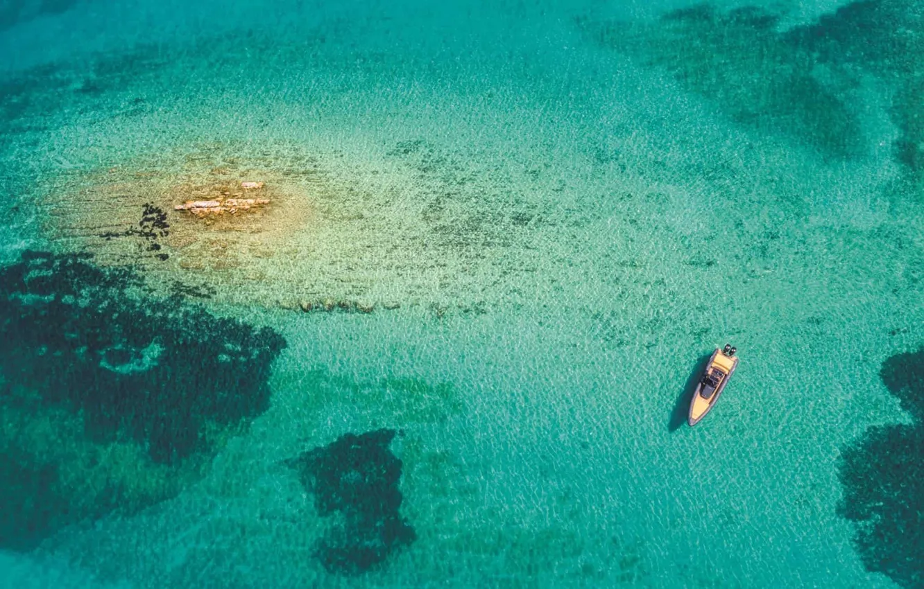 Photo wallpaper boat, Croatia, Adriatica, The magic maze between Zadar and Kornati, Magic labyrinth between Zadar and …