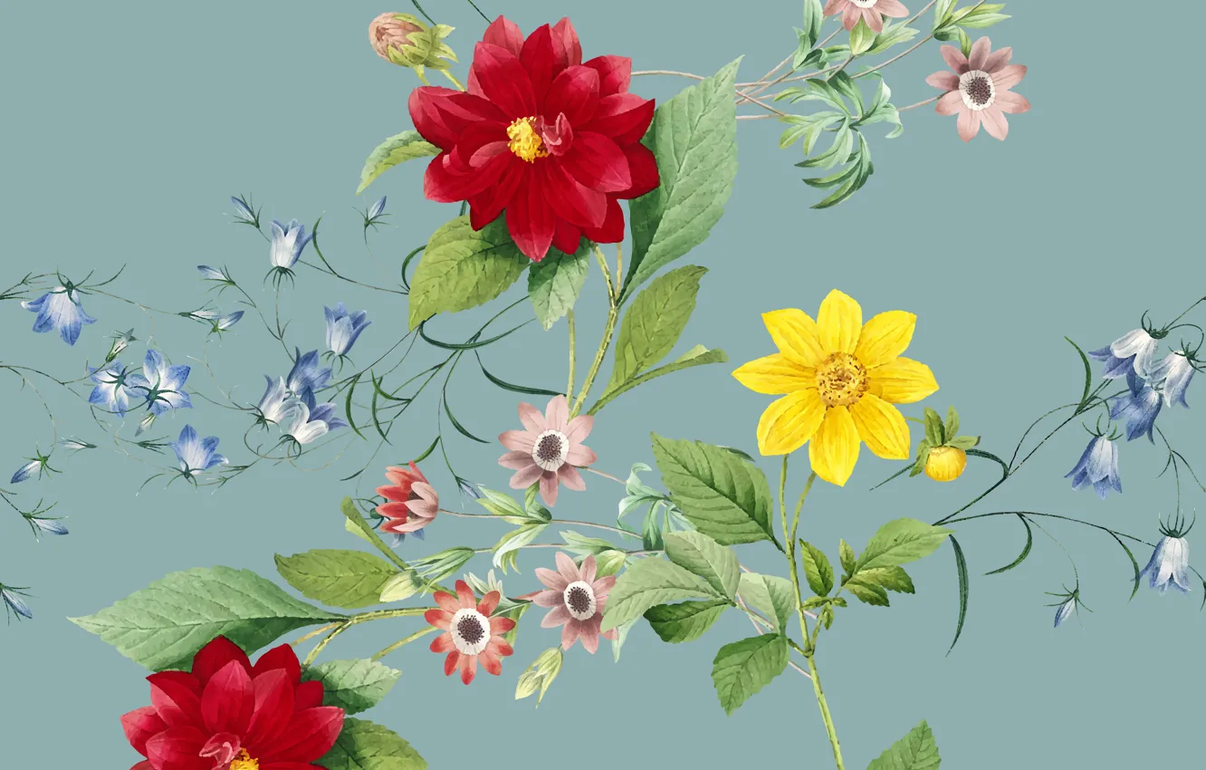 Photo wallpaper flowers, background, vintage