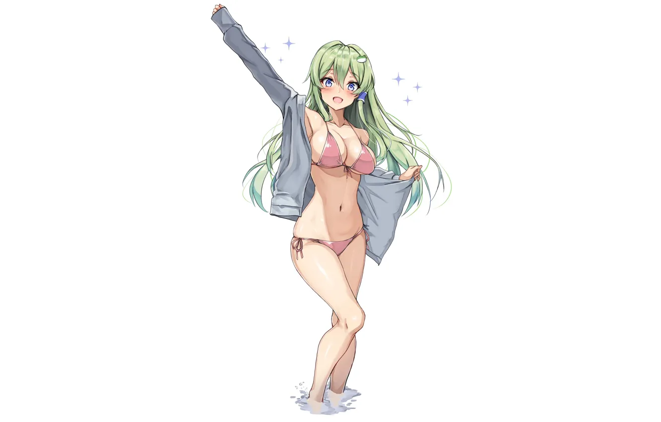 Photo wallpaper kawaii, girl, sexy, wet, boobs, smile, anime, water