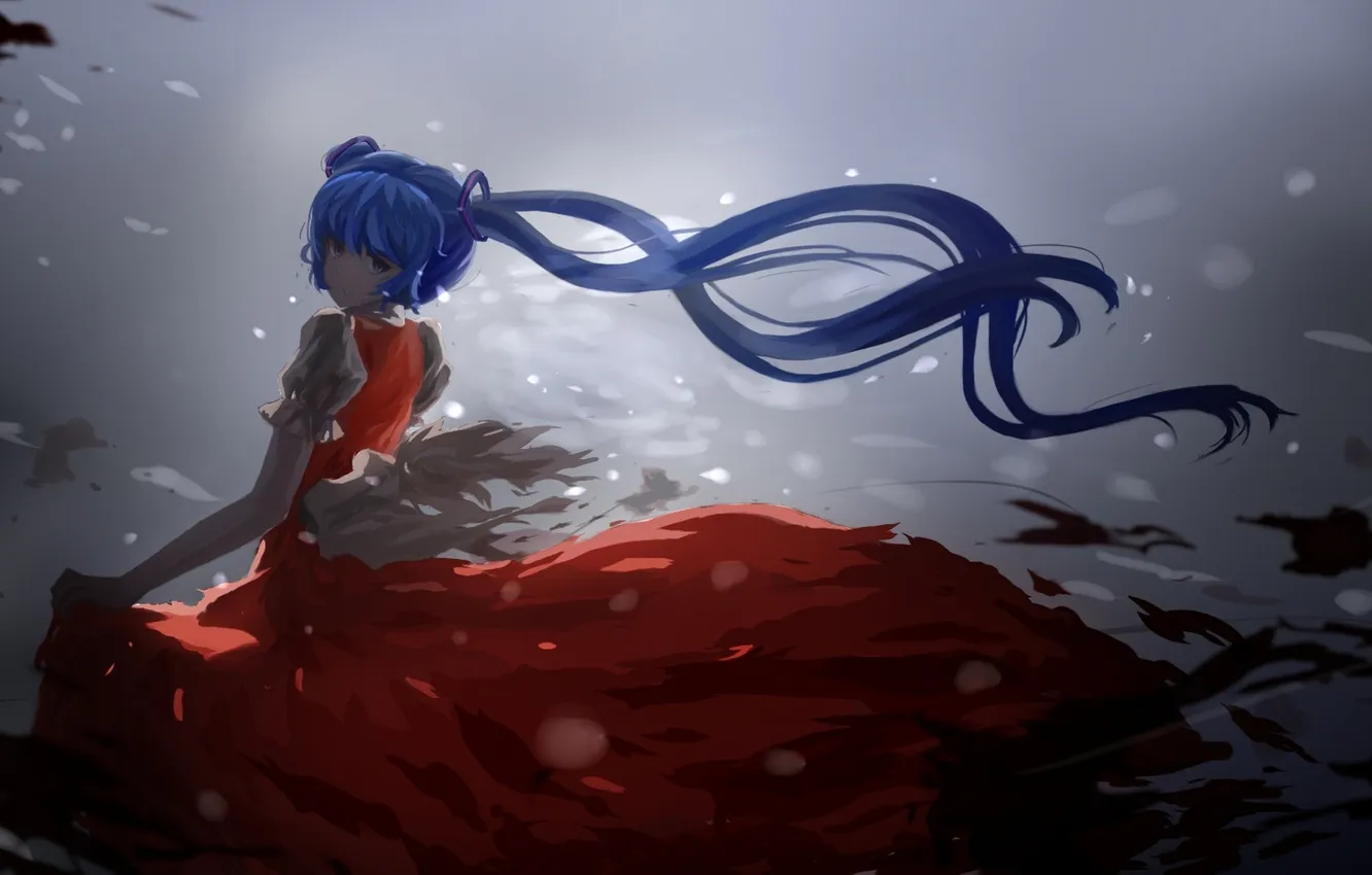 Photo wallpaper girl, hair, anime, art, vocaloid, hatsune miku