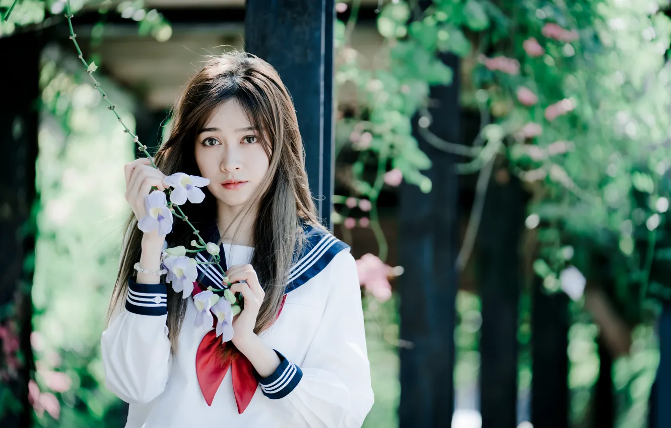 Photo wallpaper look, girl, Asian