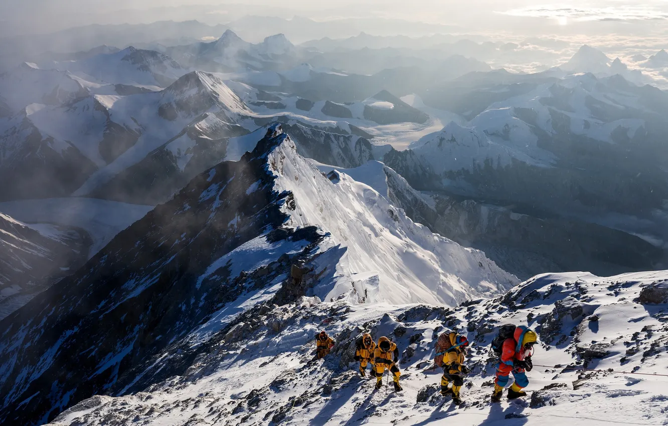 Photo wallpaper the sky, clouds, snow, mountains, nature, tops, sky, nature