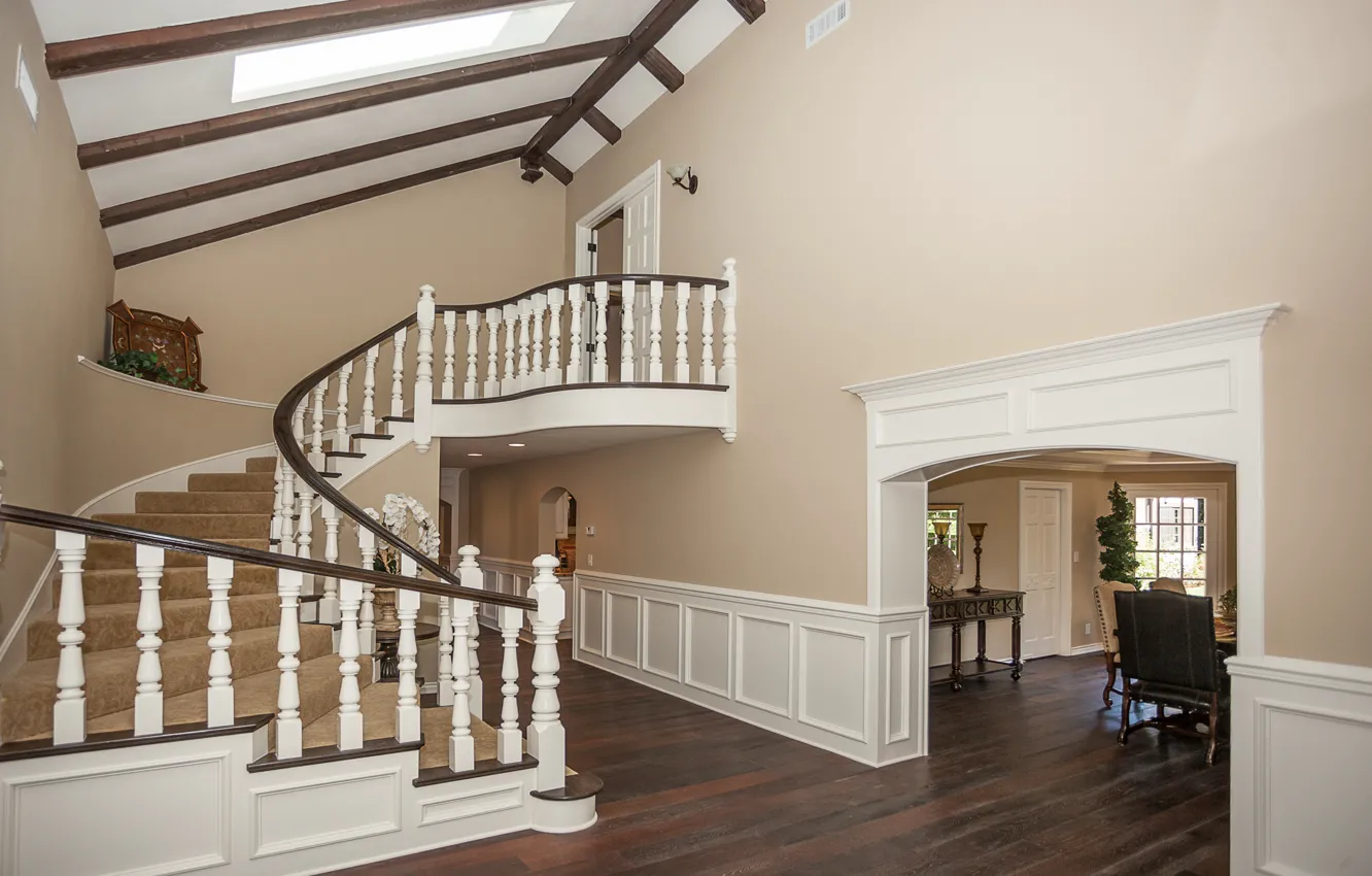 Photo wallpaper design, style, Villa, interior, corridor, ladder