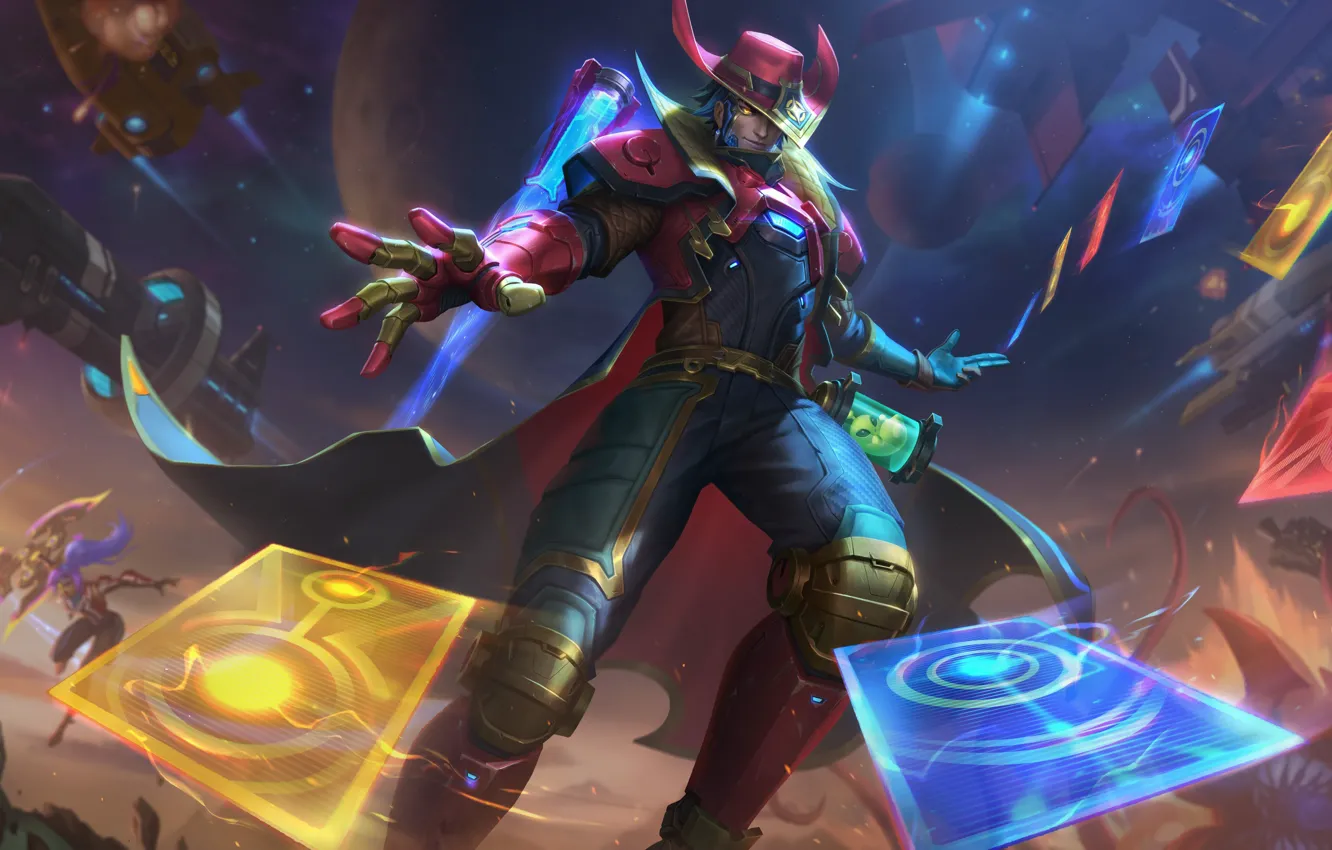 Photo wallpaper fantasy, League of Legends, Riot Games, Sivir, Twisted Fate, David Villegas, West Studio