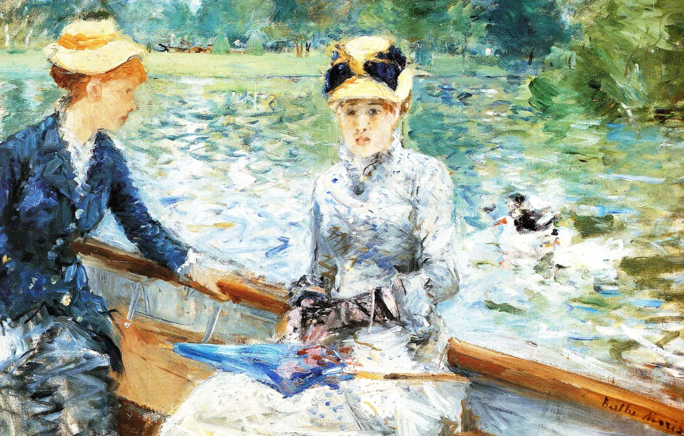 Photo wallpaper lake, girls, picture, Summer day, Berthe Morisot, Berthe Morisot