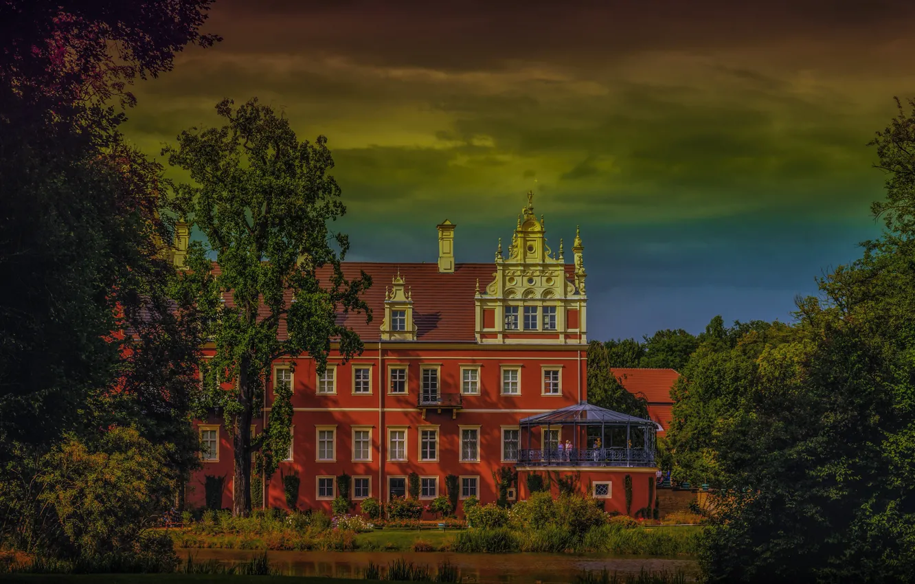Photo wallpaper trees, Park, building, Germany, Bad Muskau