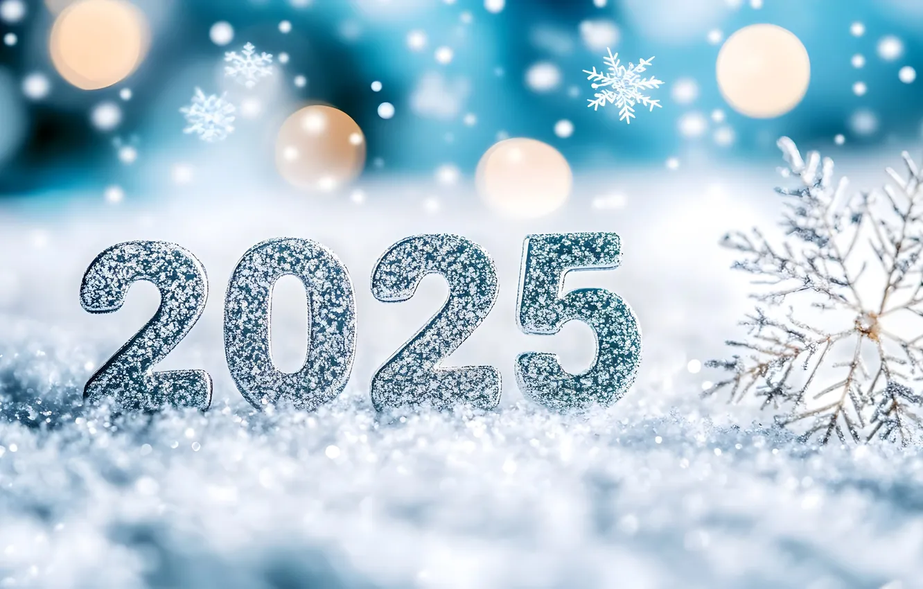 Photo wallpaper snowflakes, new year, 2025