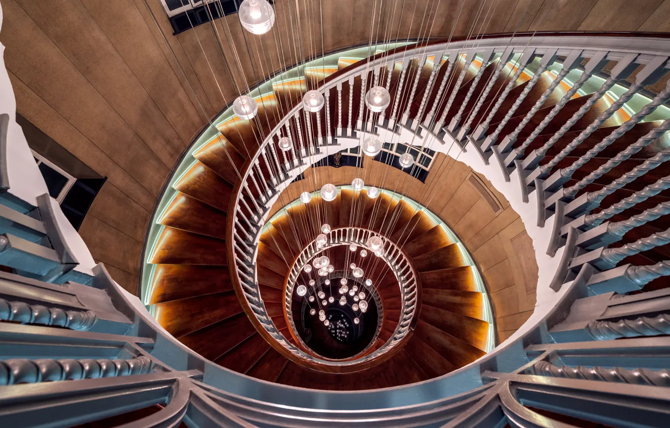 Photo wallpaper view, spiral, the stairs, steps