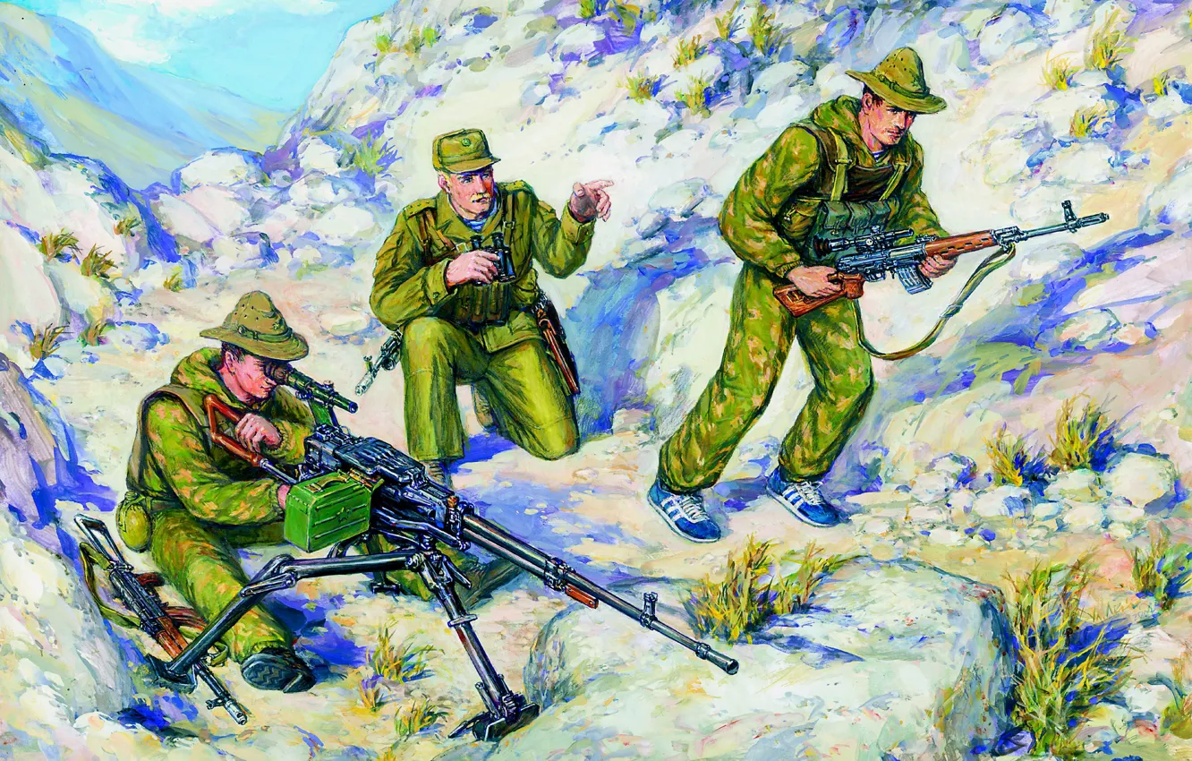 Photo wallpaper Figure, SVD, NSV, The Soviet Army, The AKS-74, "Cliff", The war in Afghanistan