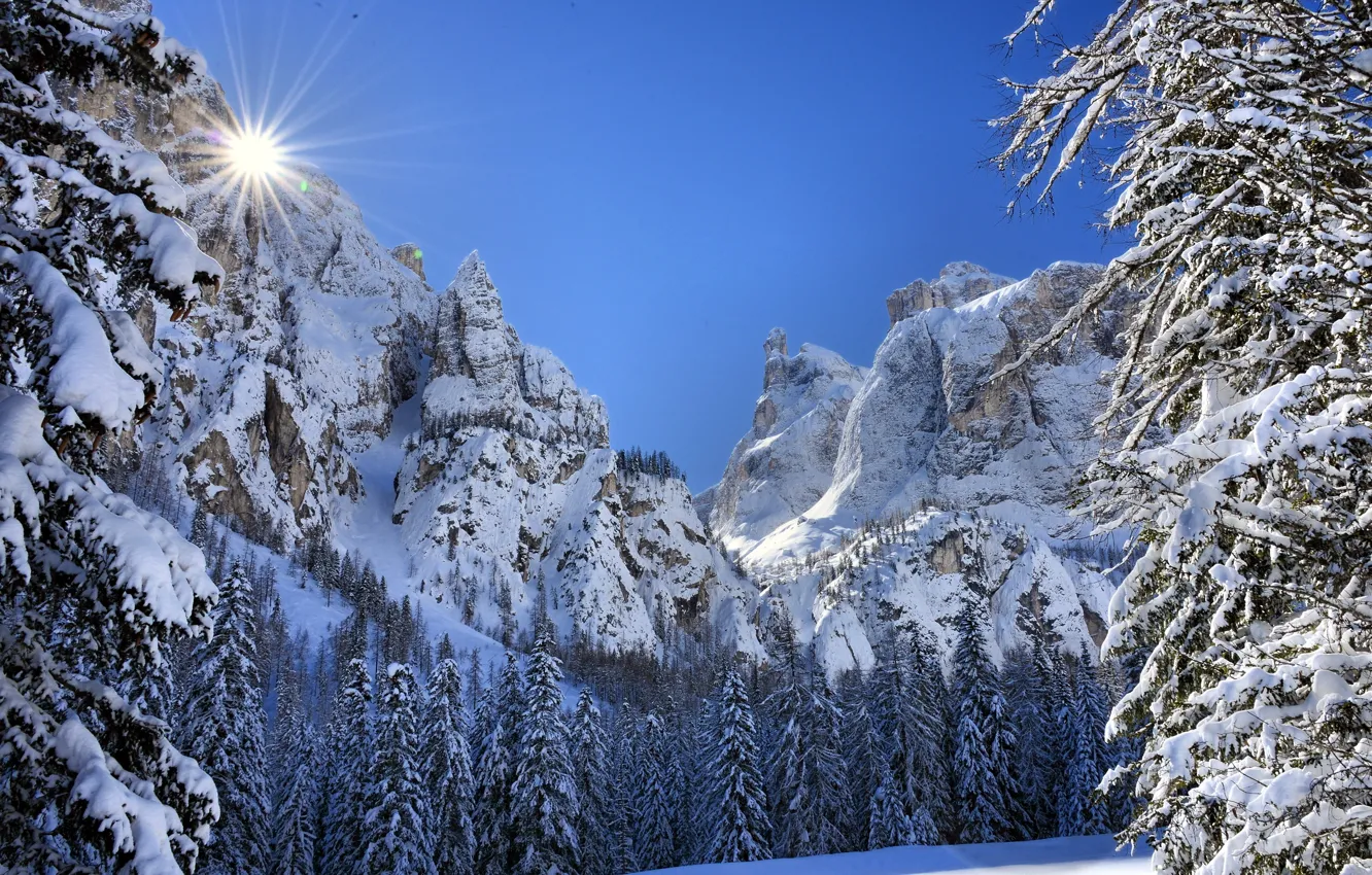 Photo wallpaper winter, landscape, mountains