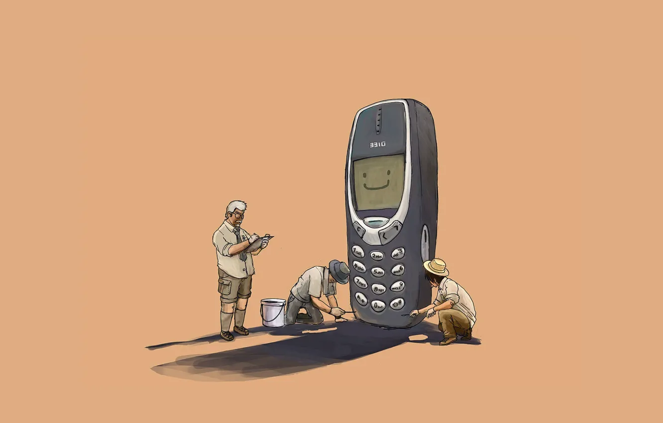 Photo wallpaper cell phone, archaeologists, Nokia, fossil, 3310