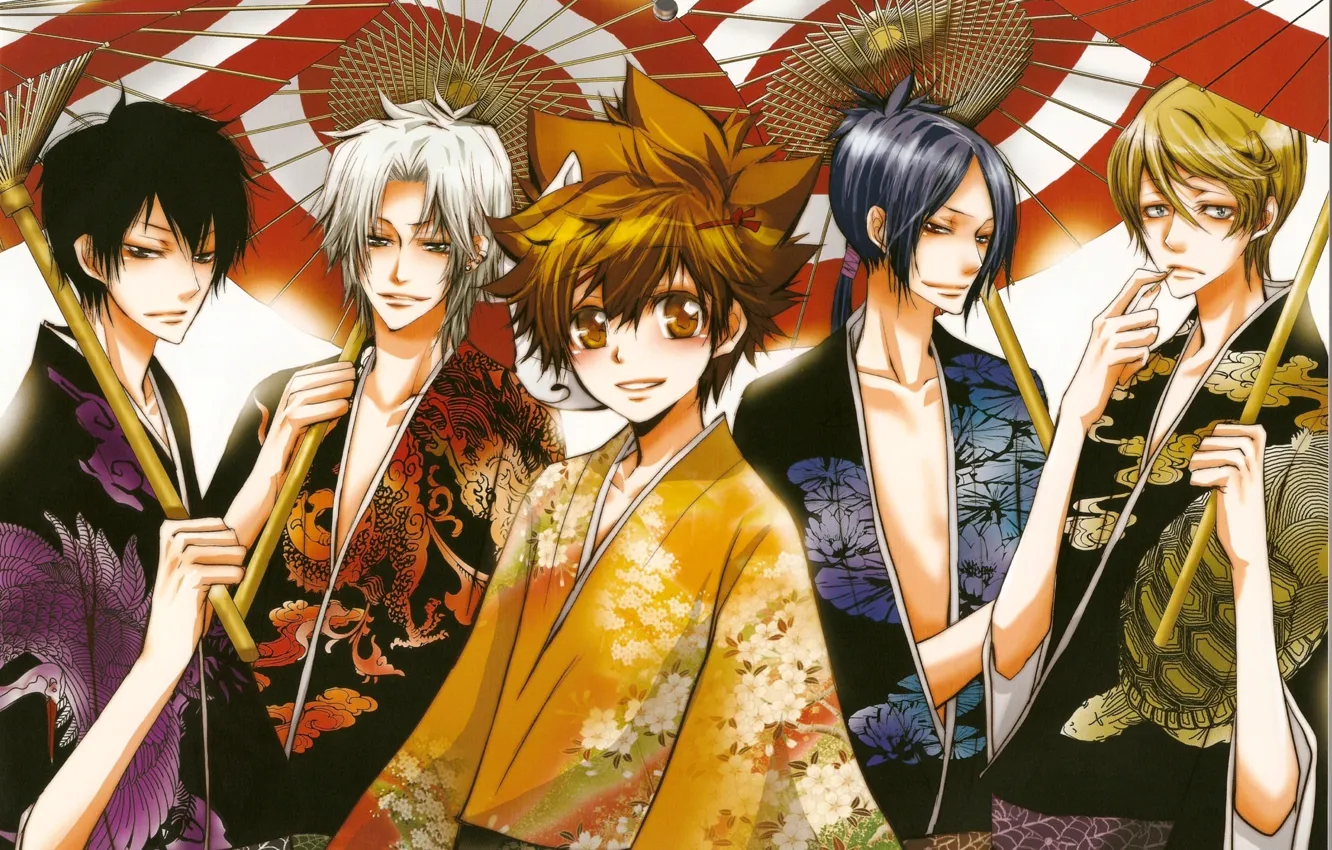 Photo wallpaper smile, each, pattern, turtle, umbrella, guy, kimono, mafia