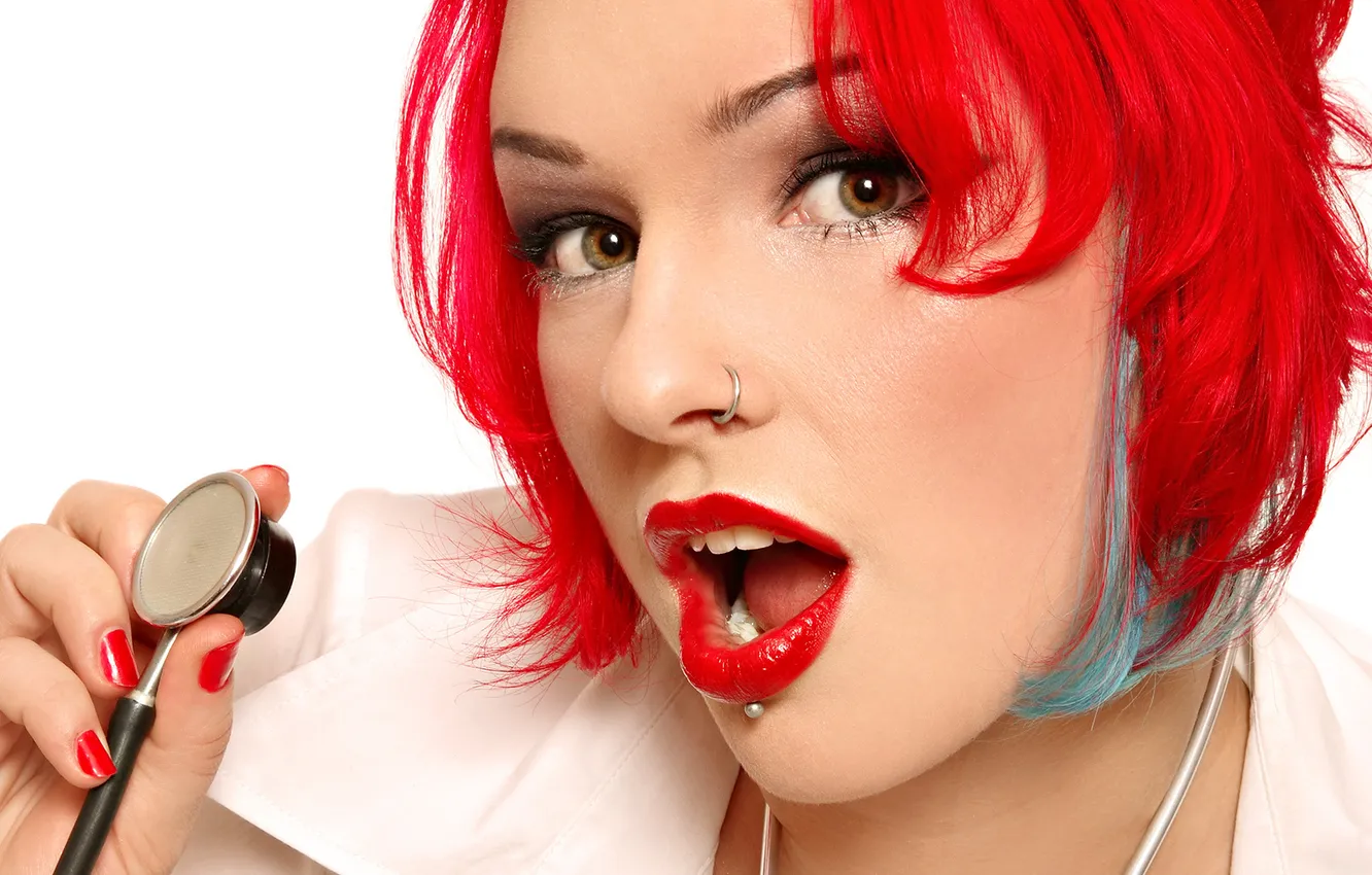 Photo wallpaper girl, red, rock