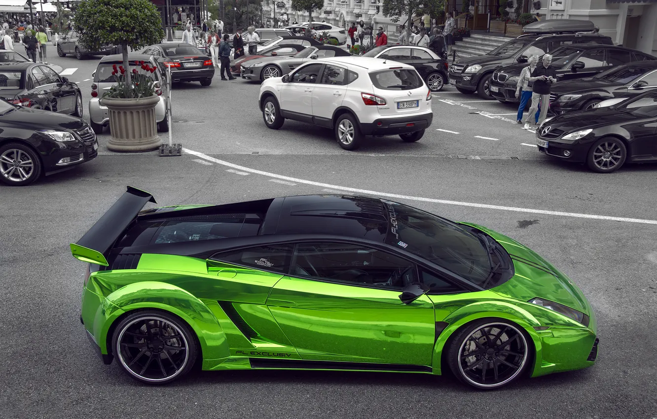 Photo wallpaper green, Lamborghini, Gallardo, Monaco, tuning, Prior Design, streent