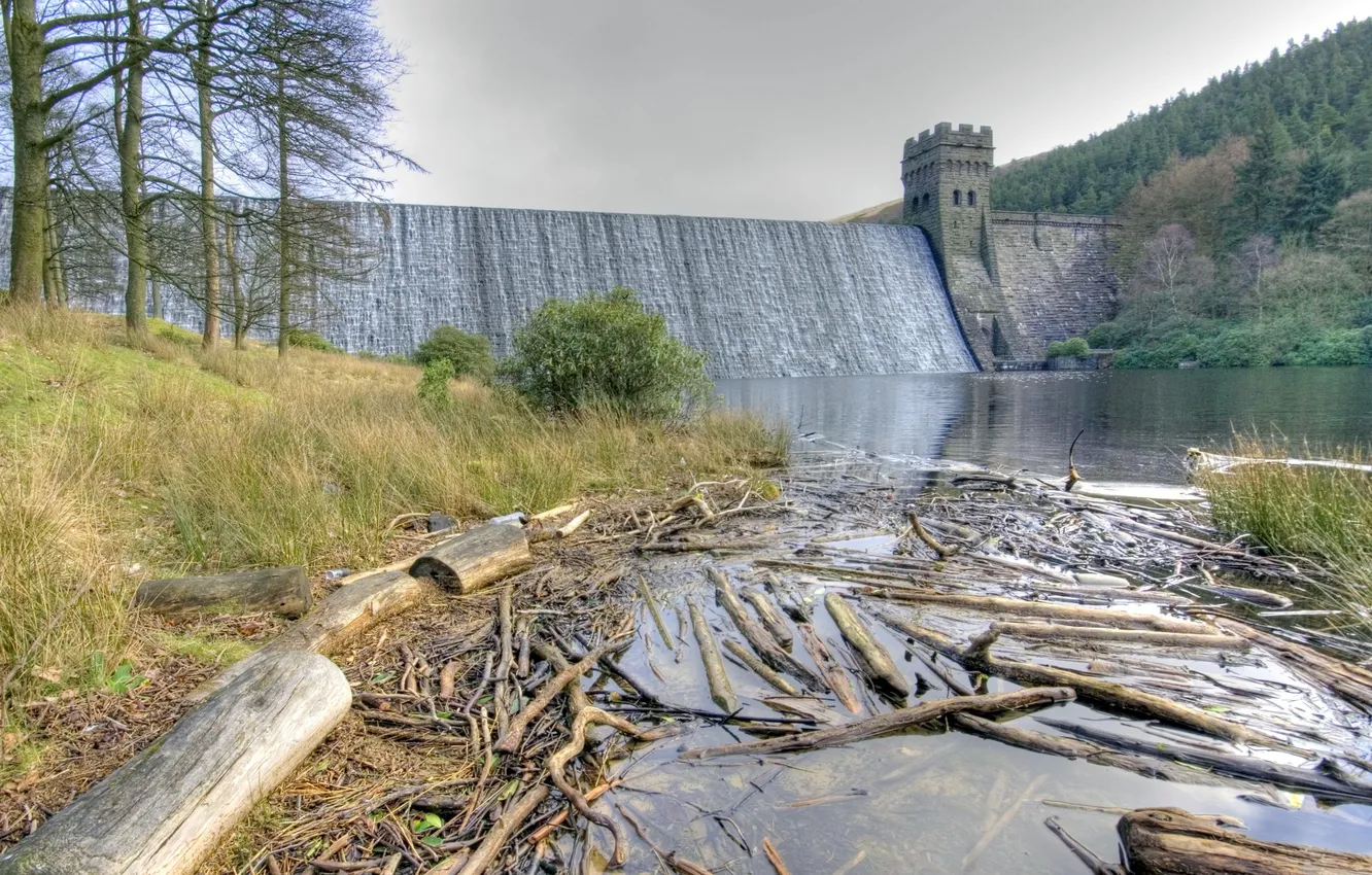 Photo wallpaper landscape, river, platinum