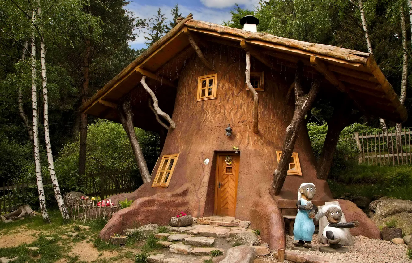 Photo wallpaper design, Park, Czech Republic, house, Snezne