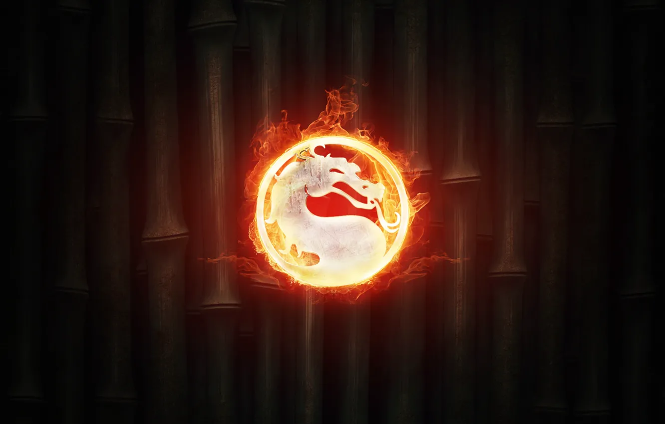 Photo wallpaper game, fire, sign, bamboo, fire, game, mortal combat, mortal Kombat