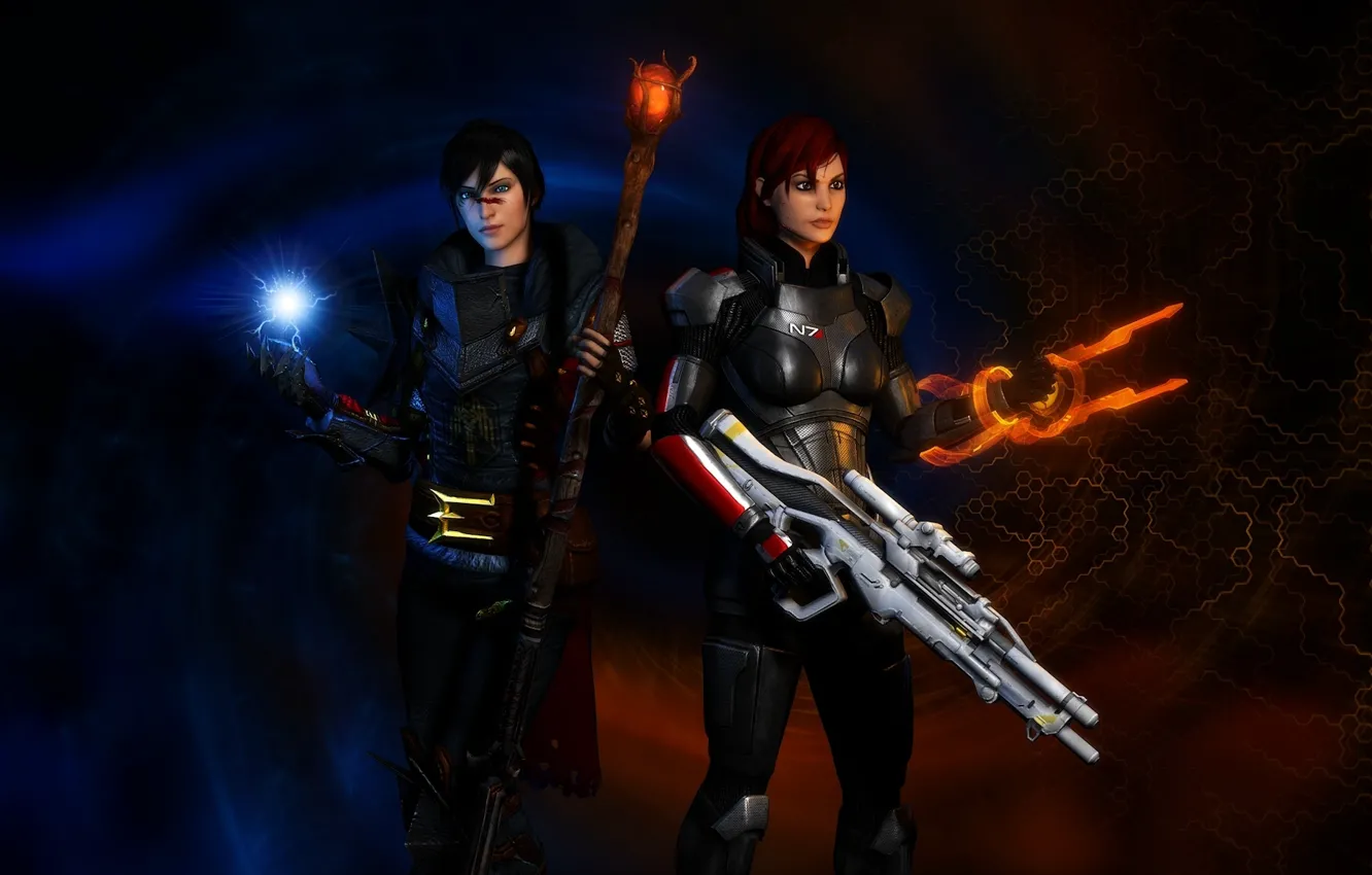 Photo wallpaper shepard, Dragon Age, mass effect 3, Hawke