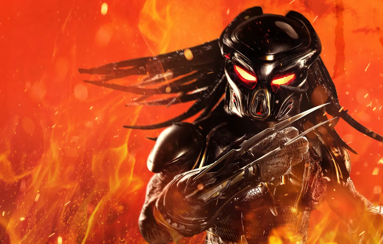 Photo wallpaper lights, background, fiction, flame, predator, sparks, alien, horror