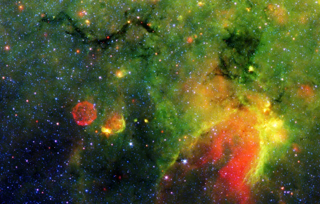 Photo wallpaper space, nebula, green, gas