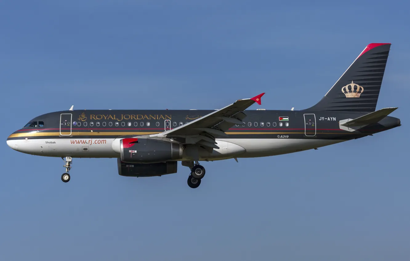 Photo wallpaper Airbus, A319-100, Royal Jordanian