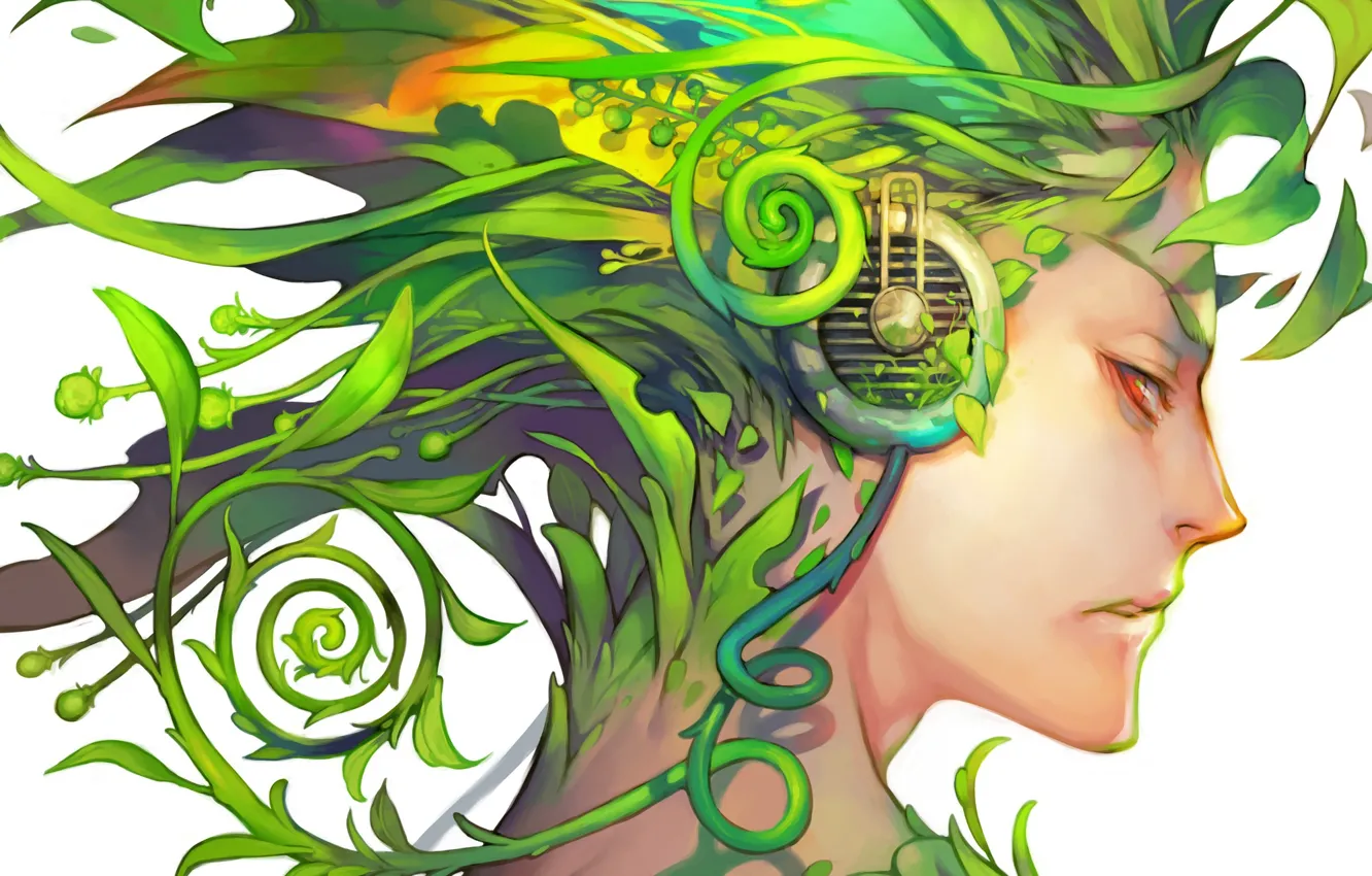 Photo wallpaper anime, art, profile, guy, green hair