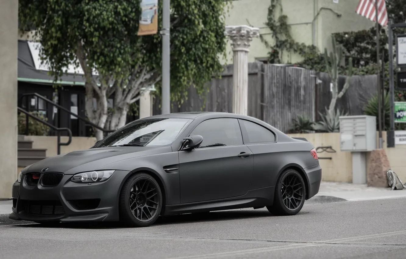 Photo wallpaper black, tuning, BMW, BMW, black, Matte, e92, Mat
