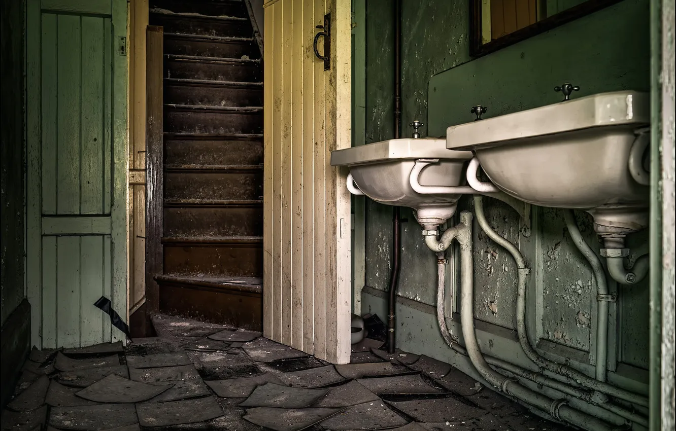 Photo wallpaper the door, ladder, sink