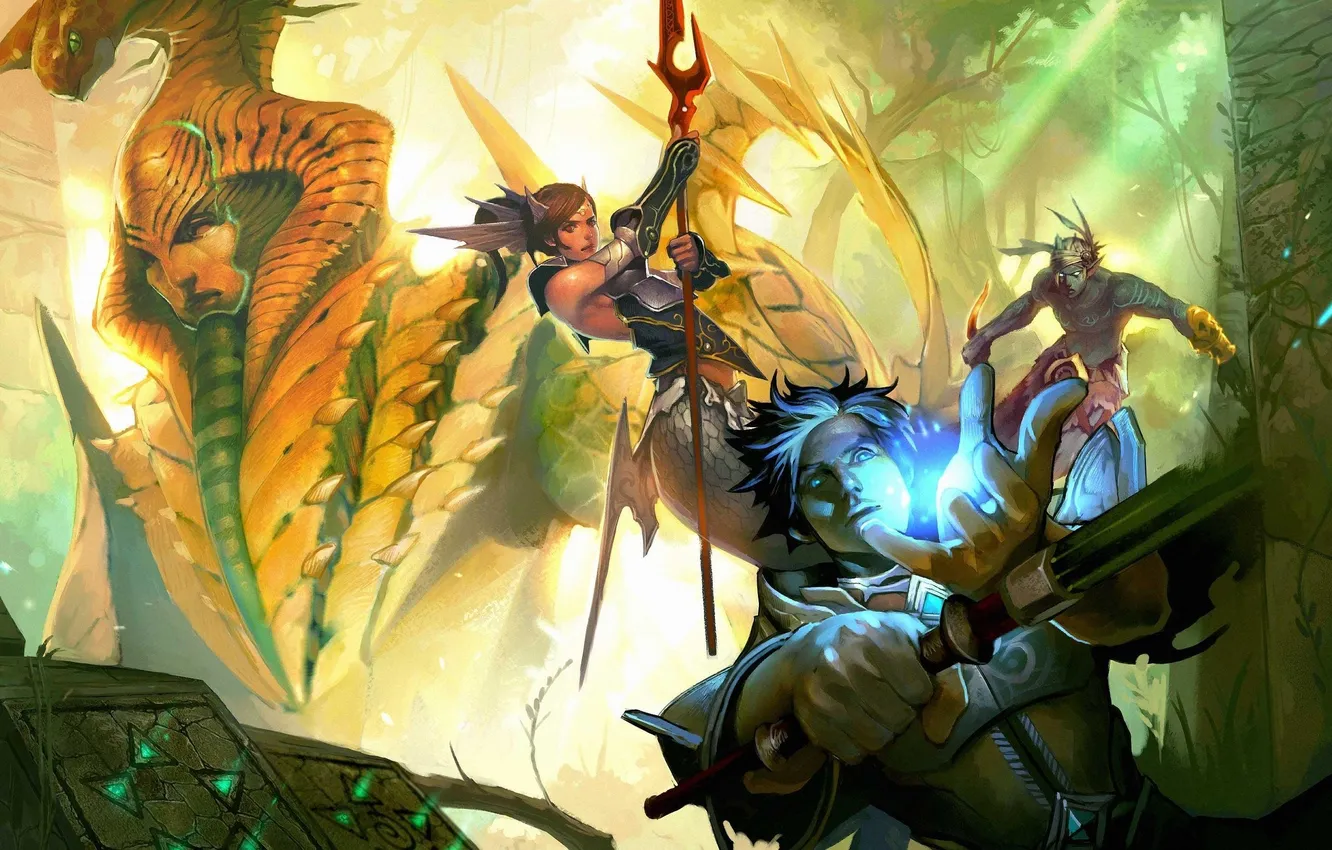 Photo wallpaper war, magic, ruins, the battle