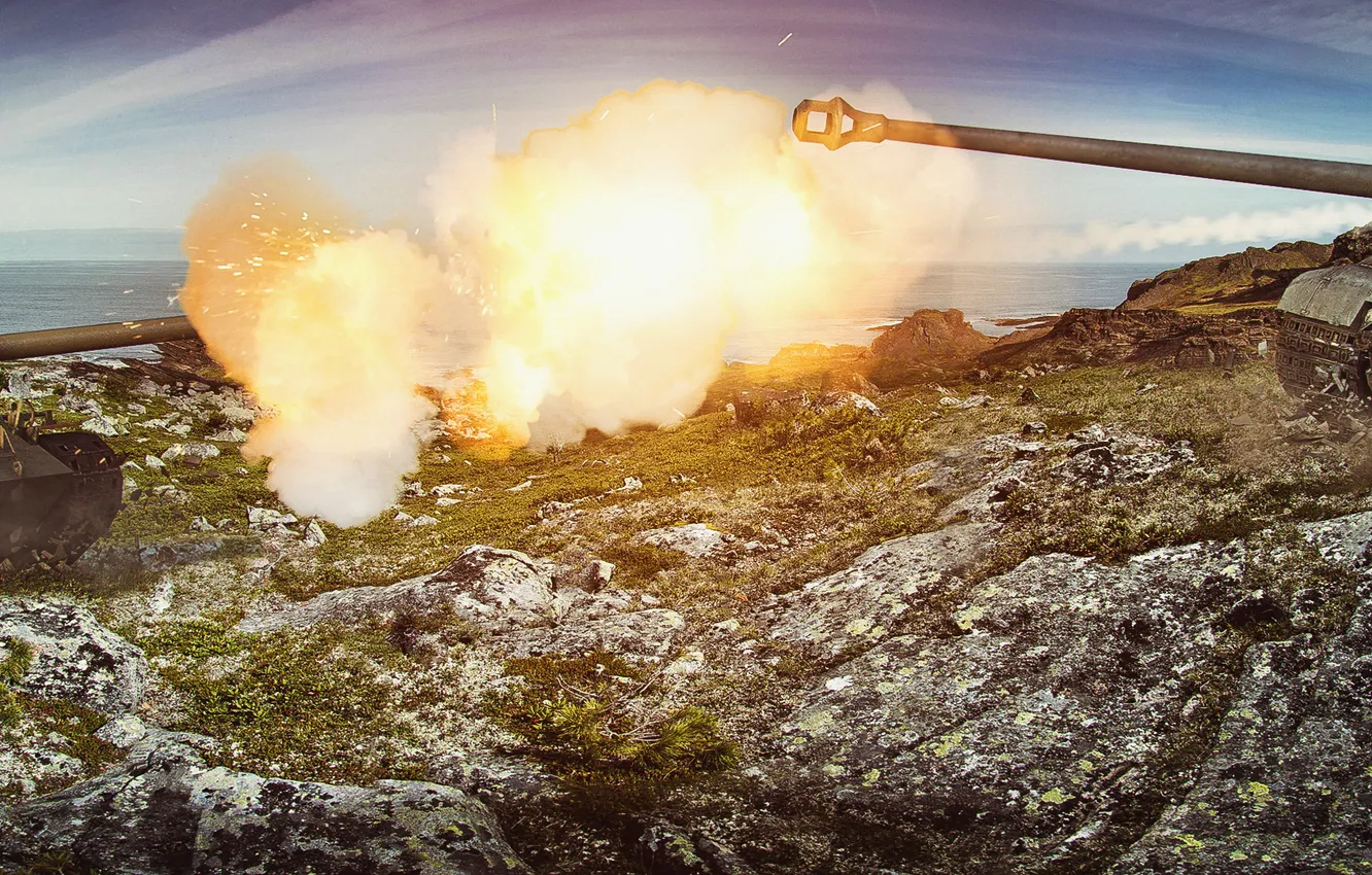 Photo wallpaper Germany, tank, USA, USA, Germany, WoT, Tiger II, tank